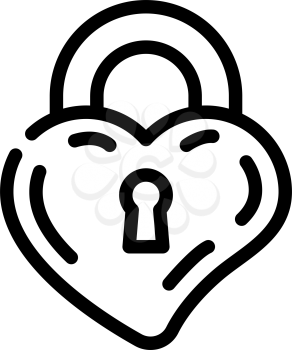 lock in heart form line icon vector. lock in heart form sign. isolated contour symbol black illustration