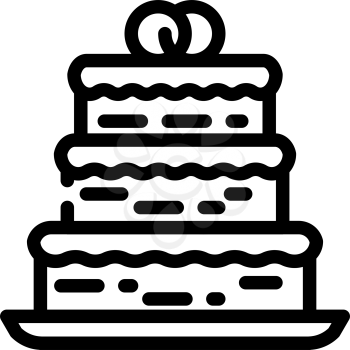 cake wedding dessert line icon vector. cake wedding dessert sign. isolated contour symbol black illustration
