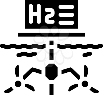 floatage station for hydrogen production glyph icon vector. floatage station for hydrogen production sign. isolated contour symbol black illustration