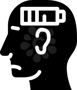 lack of strength neurosis, low battery glyph icon vector. lack of strength neurosis, low battery sign. isolated contour symbol black illustration