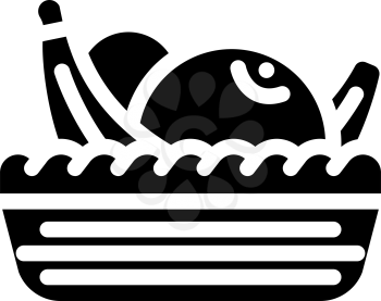 fruit basket in canteen glyph icon vector. fruit basket in canteen sign. isolated contour symbol black illustration