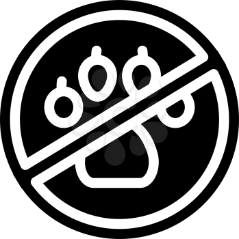 non animals in canteen mark glyph icon vector. non animals in canteen mark sign. isolated contour symbol black illustration
