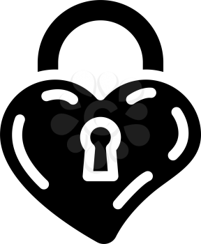 lock in heart form glyph icon vector. lock in heart form sign. isolated contour symbol black illustration