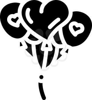 balloons wedding day decoration glyph icon vector. balloons wedding day decoration sign. isolated contour symbol black illustration