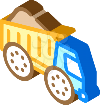 truck carrying peat isometric icon vector. truck carrying peat sign. isolated symbol illustration