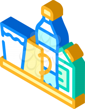 water and milk, tea and juice drinks on tray isometric icon vector. water and milk, tea and juice drinks on tray sign. isolated symbol illustration