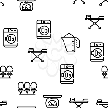 Laundry Service Tool Vector Seamless Pattern Thin Line Illustration