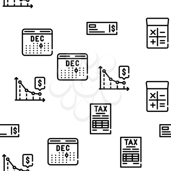 Accounting And Finance Vector Seamless Pattern Thin Line Illustration