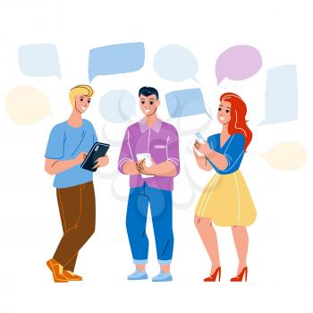 People Chatting On Smartphone Application Vector. Boy And Girl Chatting On Phone App Together, Writing And Sending Message In Messenger. Characters Use Digital Device Flat Cartoon Illustration