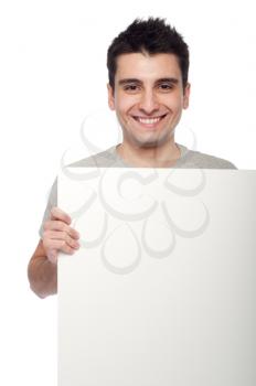 Royalty Free Photo of a Man Holding a Banner
