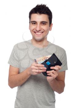 Royalty Free Photo of a Man Holding His Wallet