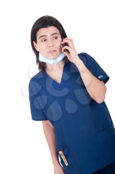 Royalty Free Photo of a Doctor Talking on the Phone