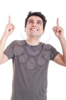 Royalty Free Clipart Image of a Man Pointing Up