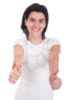 Royalty Free Photo of a Woman Giving a Thumbs Up