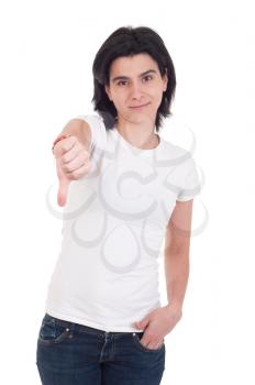 Royalty Free Photo of a Woman Giving a Thumbs Down