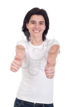 Royalty Free Photo of a Woman Giving a Thumbs Up 