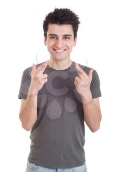 Royalty Free Photo of a Man With Crossed Fingers