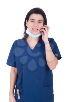 Royalty Free Photo of a Doctor Talking on the Phone