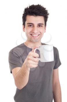 Royalty Free Photo of a Man Holding a Mug