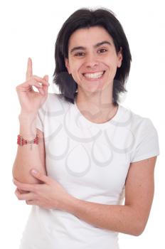 Royalty Free Photo of a Woman Holding Her Hand Up