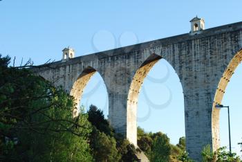 Royalty Free Photo of the Historic Aqueduct in Lisbon, Portugal