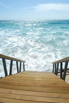 Royalty Free Photo of a Stairway by the Ocean