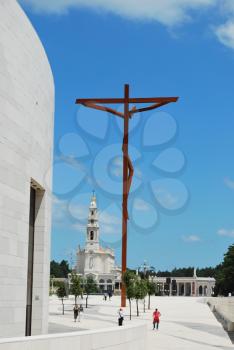 Royalty Free Photo of a Crucifixion of Jesus on a Modern Cross in Fatima