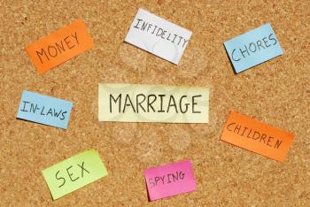 Royalty Free Photo of Marriage Definition with Post It Notes