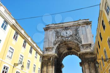 Royalty Free Photo of the Cityscape of Lisbon From Augusta Street to Commerce Square, Portugal