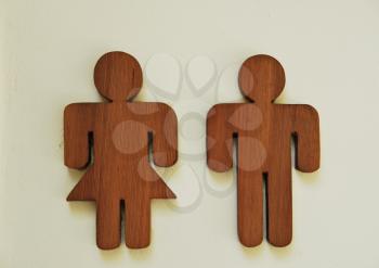 Royalty Free Photo of Wooden Gender Signs