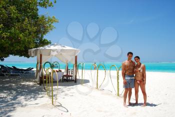 Royalty Free Photo of a Couple Getting Married in Maldives