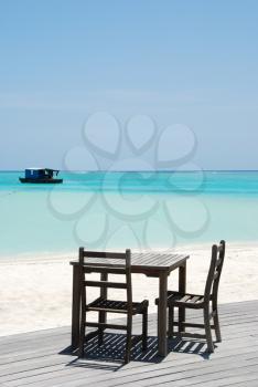 Royalty Free Photo of a Tropical Beach Bar in the Maldivian Island