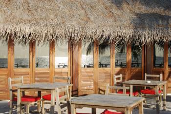 Royalty Free Photo of a Restaurant Setting in a Maldivian Island