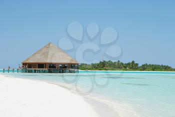 Royalty Free Photo of a Seascape With Water Villas in Maldivian Island