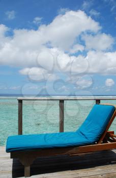 Royalty Free Photo of the Seascape at a Maldivian Resort Hotel Balcony