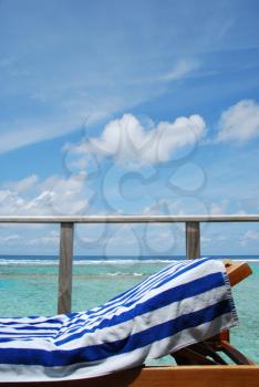 Royalty Free Photo of the Seascape at a Maldivian Resort Hotel Balcony