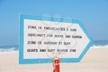 Royalty Free Photo of an Information Sign About Boat/Surf Zones