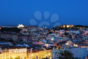 Royalty Free Photo of a Nightscape View of Lisbon, Portugal