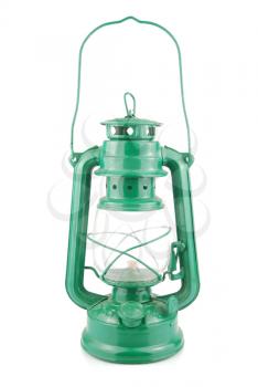 Royalty Free Photo of a Green Kerosene Lamp