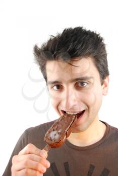 Royalty Free Photo of a Man Eating Ice Cream
