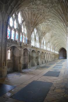 Royalty Free Photo of the Famous Cloister in Gloucester Cathedral, England 