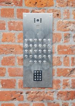 Royalty Free Photo of an Intercom Doorbell and Access Code Panel