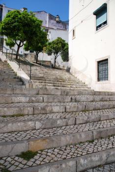 Royalty Free Photo of Sao Miguel Stairs in Alfama District in Lisbon, Portugal
