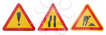 Royalty Free Photo of Three Temporary Construction Signs