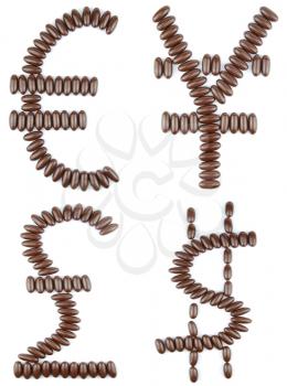 Royalty Free Photo of Currency Symbols Made of Chocolate