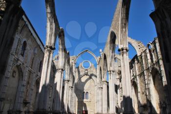 Royalty Free Photo of the Carmo Church Ruins in Lisbon, Portugal