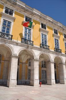 Royalty Free Photo of a Building in Commerce Square in Lisbon, Portugal