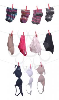 Royalty Free Photo of Clothes Hanging on a Clothesline