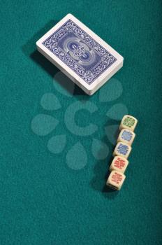 Royalty Free Photo of Poker Cards and Dice
