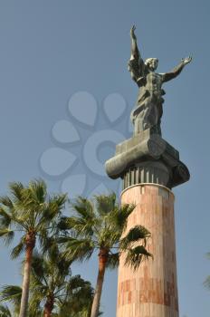 Royalty Free Photo of the Victory Statue in Puerto Banus, Spain